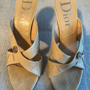 Vintage Dior Women's Tan Leather Sandals